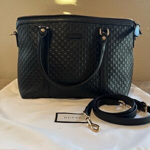Gucci Black Embossed Satchel